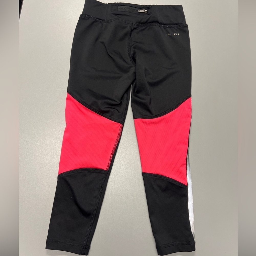 Nike Girls Black Dri Fit Leggings Sz 6 M 5-6 Year Old Black Hot Pink Swoosh EUC - Picture 7 of 8